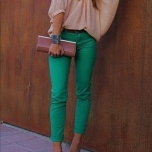 Free People Milenial Cropped Skinny Jean green 26
